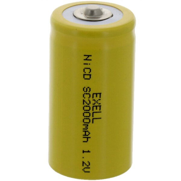 Exell Battery SubC 1.2V 2000mAh NiCD Button Top Rechargeable Battery EBC-323 - main